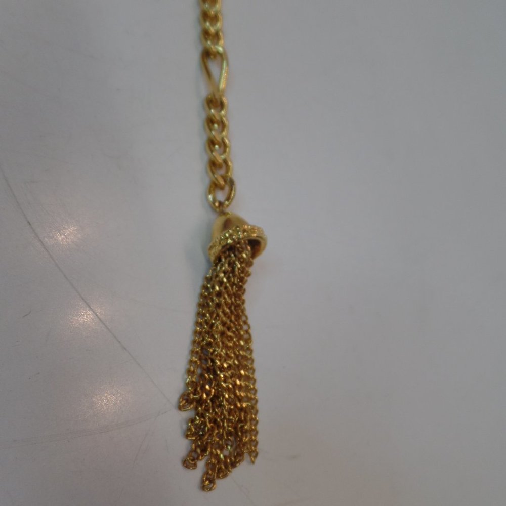 Vintage Antiqued Gold Tone Mesh Metal Thick Rope Chain With Tassel 37" - Picture 6 of 11